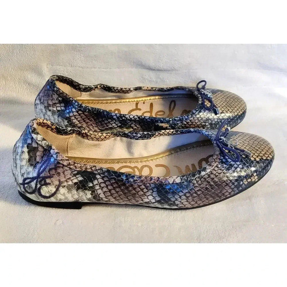 Sam Edelman Felicia Ballet Flat Snake Skin Pattern Leather Size 5.5 Bow Casual - Picture 6 of 8